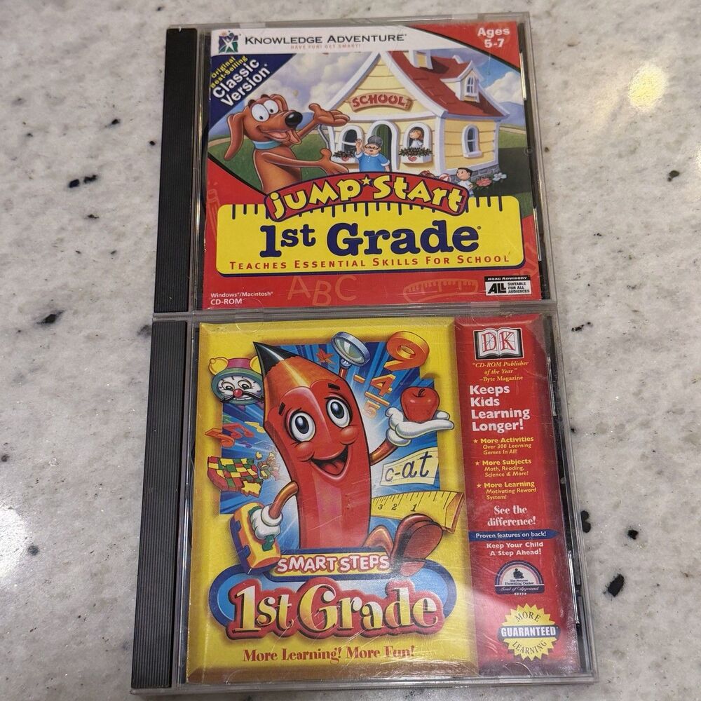 Smart Steps & JumpStart 1st Grade PC/Mac CD-ROM 1995 2002 Learning Game Lot